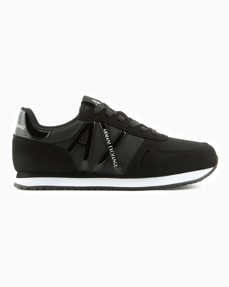 Armani Exchange Mikrofaser-Sneaker mit Logo Schwarz