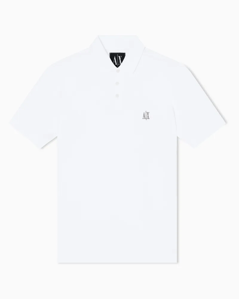 Armani Exchange Regular fit cotton polo with logo Weiß