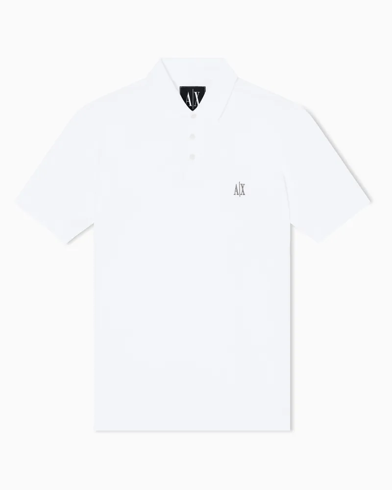 Armani Exchange Kurzärmeliges Poloshirt aus Baumwollpiqué Weiß