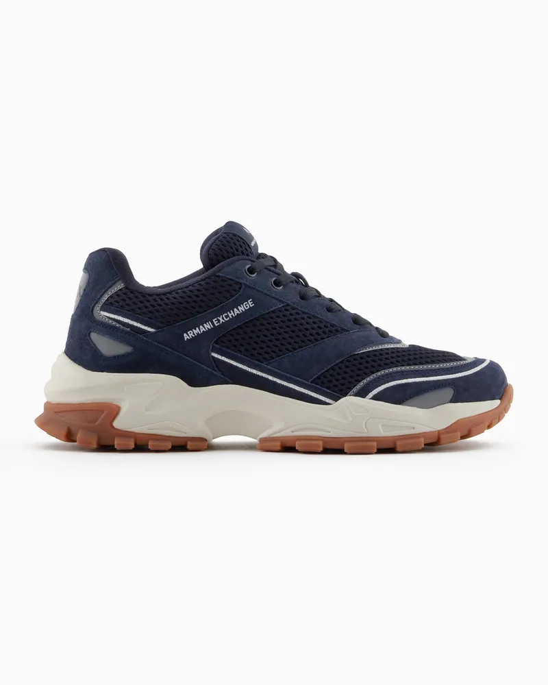 Armani Exchange Mesh-Sneaker mit übergroßer Sohle Marineblau