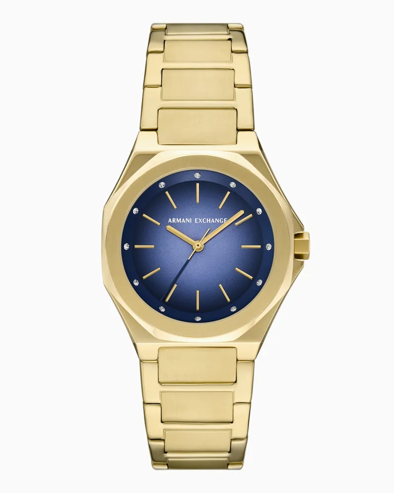 Armani Exchange Dreizeigeruhr aus goldfarbenem Edelstahl Mehrfarbig