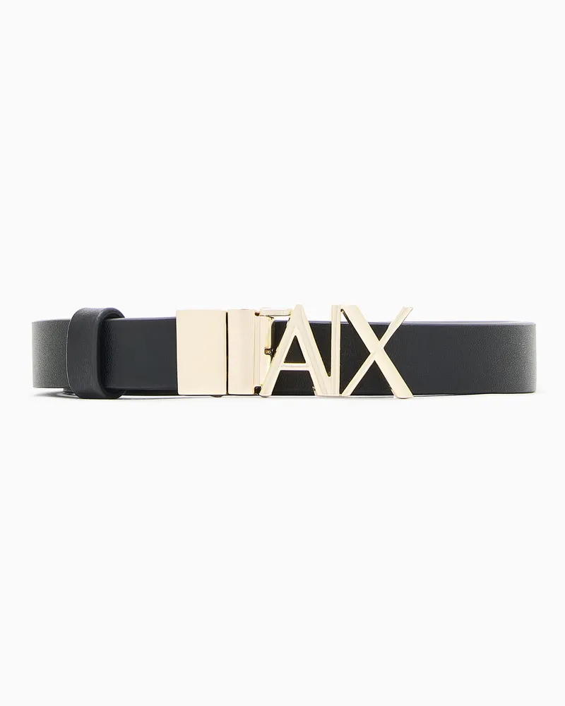 Armani Exchange Wendbarer Gürtel mit goldenem Logo Schwarz