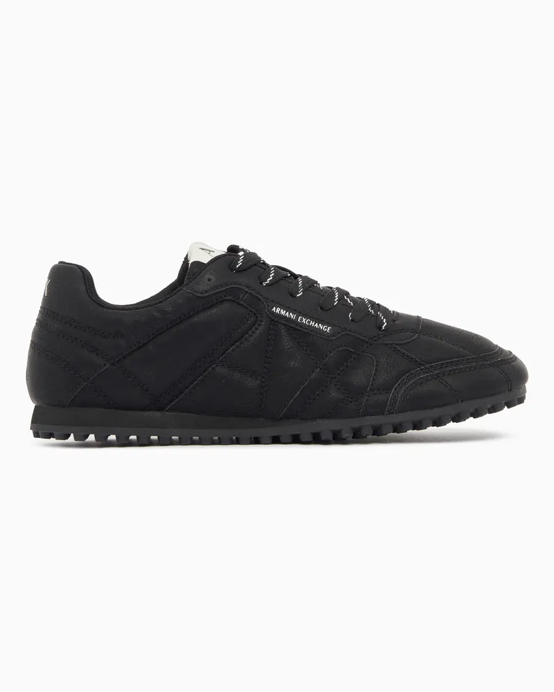 Armani Exchange Low-Top Sneaker mit Steppmuster und Gummisohle Schwarz