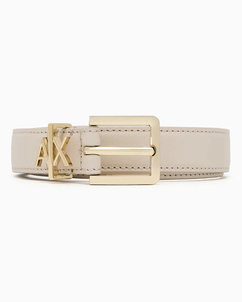 Armani Exchange Dünner Gürtel mit kleinem Logo Beige