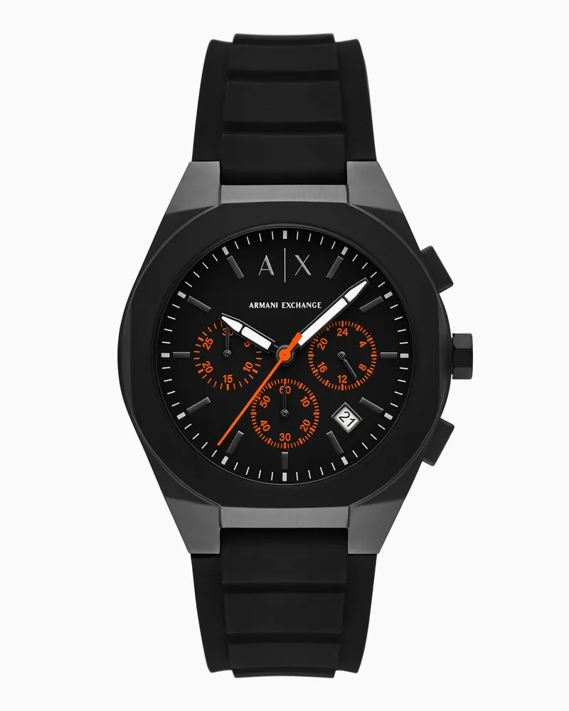 Armani Exchange Sync Chronograph aus schwarzem Silikon Mehrfarbig