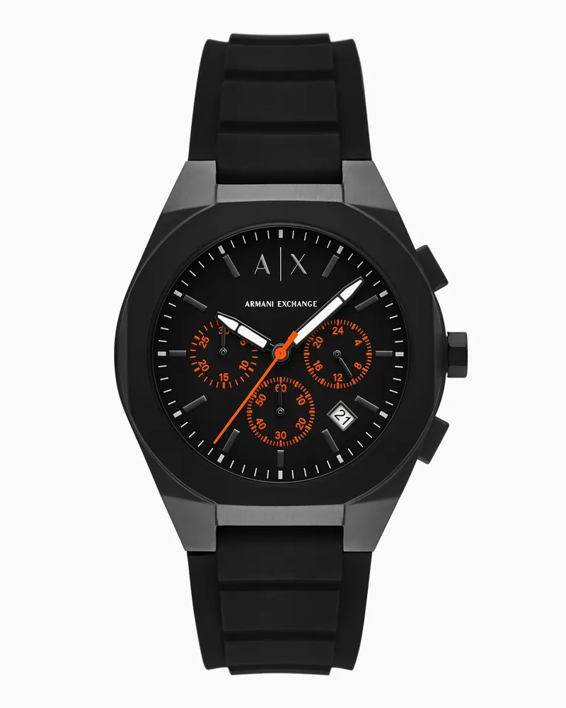 Armani Exchange Sync Chronograph aus schwarzem Silikon Mehrfarbig