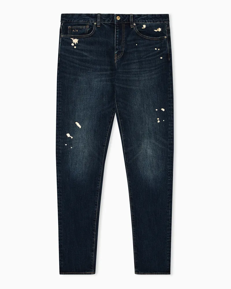 Armani Exchange Slim Fit Jeans aus Denim-Fleece Blau