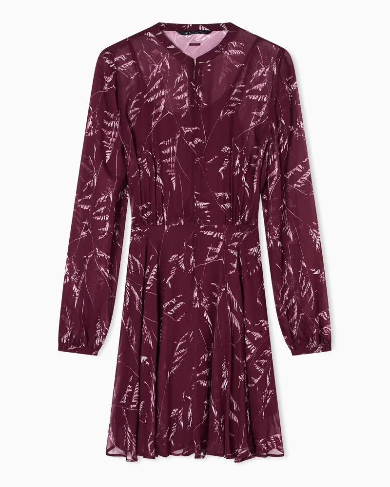 Armani Exchange Chiffon-Midikleid mit Blätterprint Gemustert