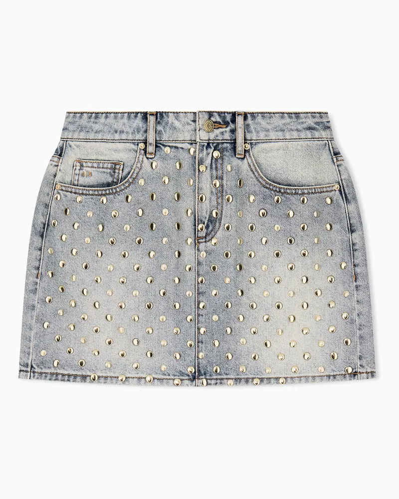 Armani Exchange Denim-Minirock Slim Fit aus Baumwolle mit Nietenbesatz Blau
