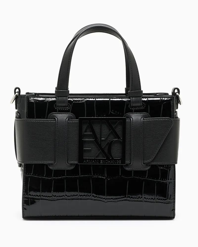 Armani Exchange Kokosnuss-Tragetasche mit Logo Schwarz
