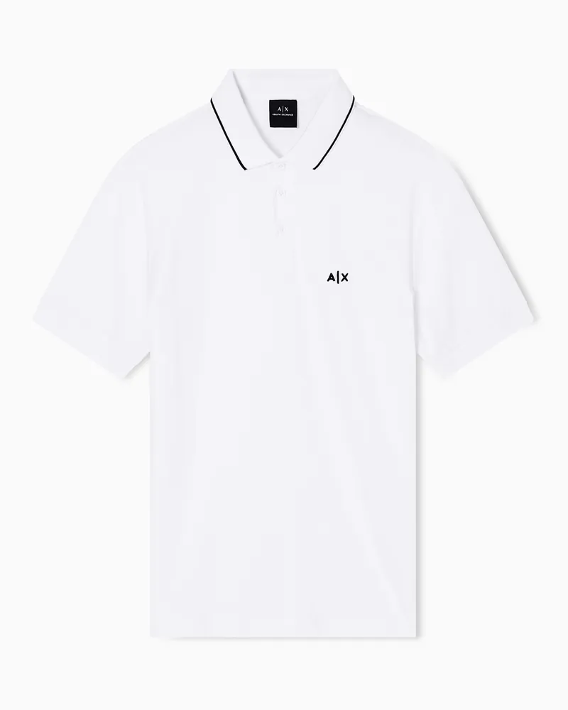 Armani Exchange Slim Fit Poloshirt mit Logo und Paspelierung Weiß