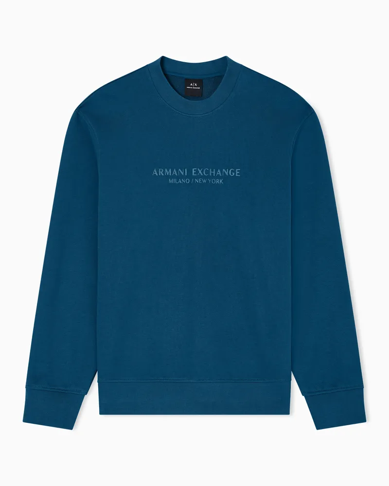 Armani Exchange Sweatshirt mit Rundhalsausschnitt und farblich abgestimmtem Logo Blau