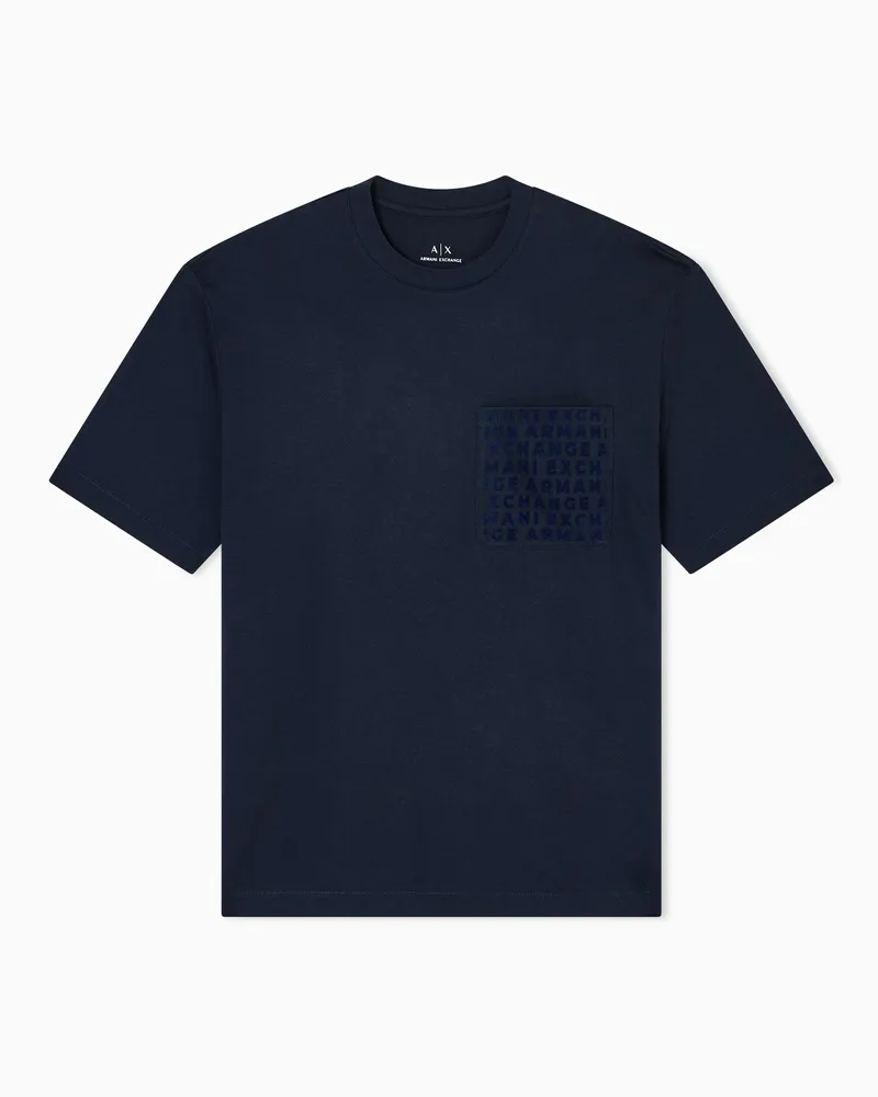 Armani Exchange T-Shirt im Regular Fit mit Logotasche Marineblau
