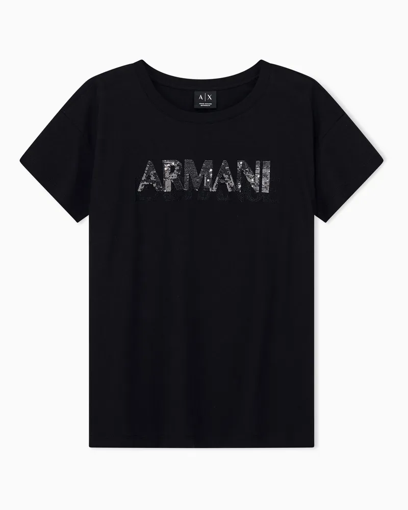 Armani Exchange Oversize T-Shirt aus Baumwolljersey Schwarz