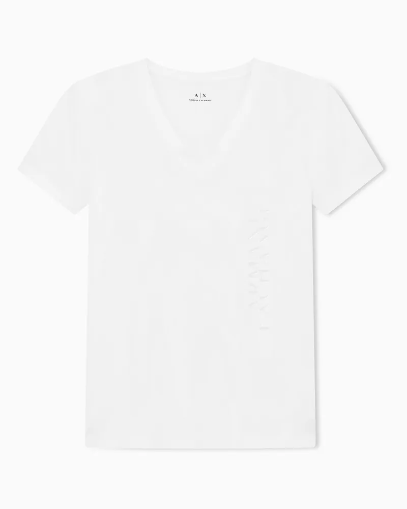 Armani Exchange V Neck T-Shirt Weiß