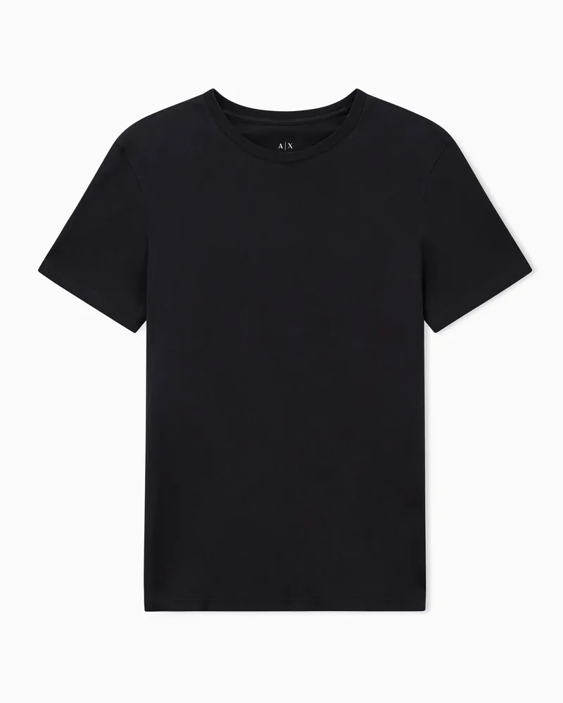 Armani Exchange Schmal geschnittenes T-Shirt aus Pima-Baumwolljersey Schwarz
