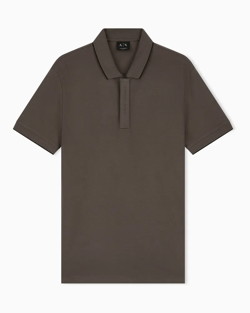 Armani Exchange Poloshirt aus Baumwollpikee in schmaler Passform Braun