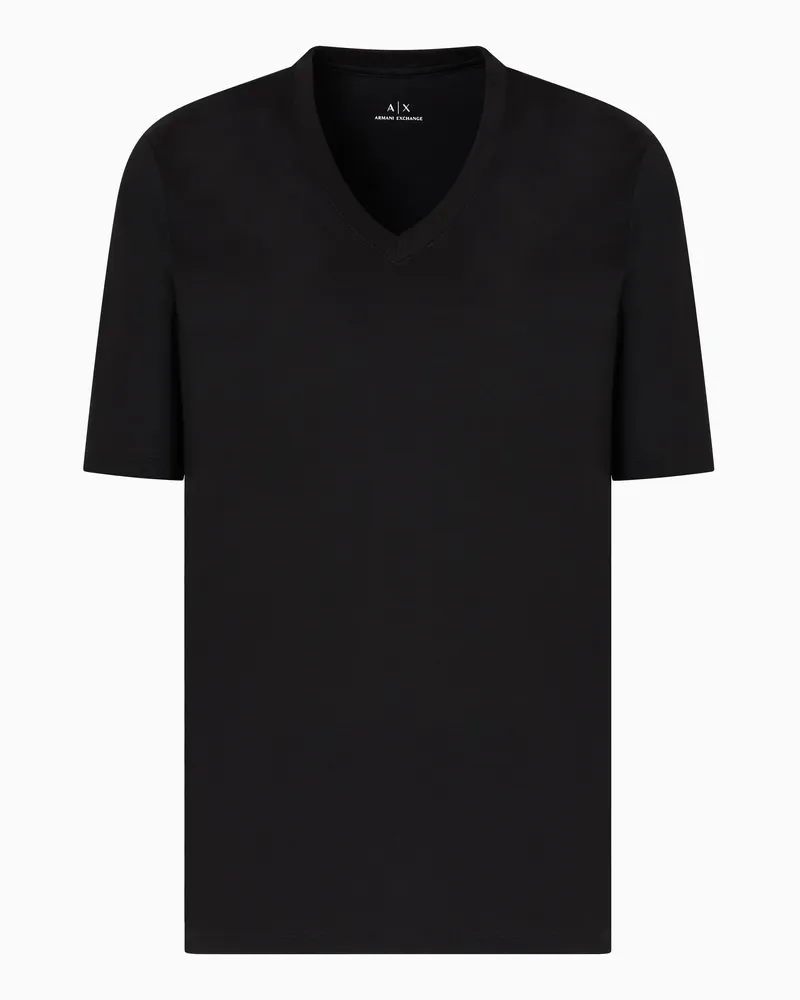 Armani Exchange Slim Fit T-Shirt mit V-Ausschnitt Schwarz