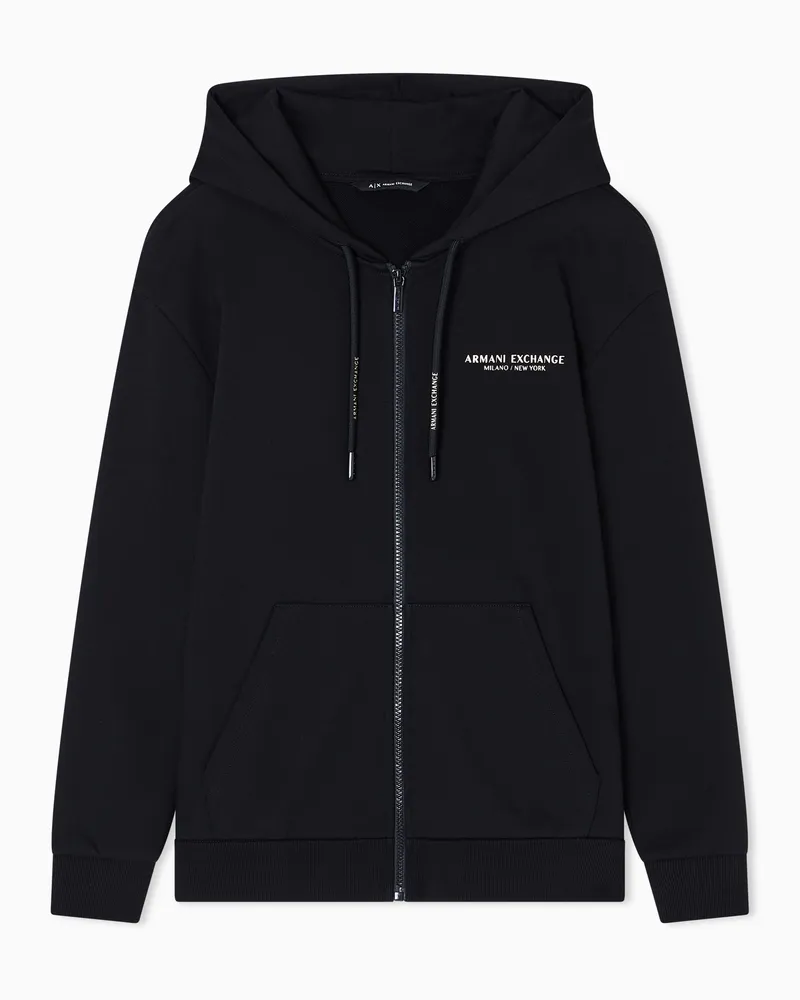 Armani Exchange Kapuzenpullover aus Baumwolle mit Reißverschluss Schwarz