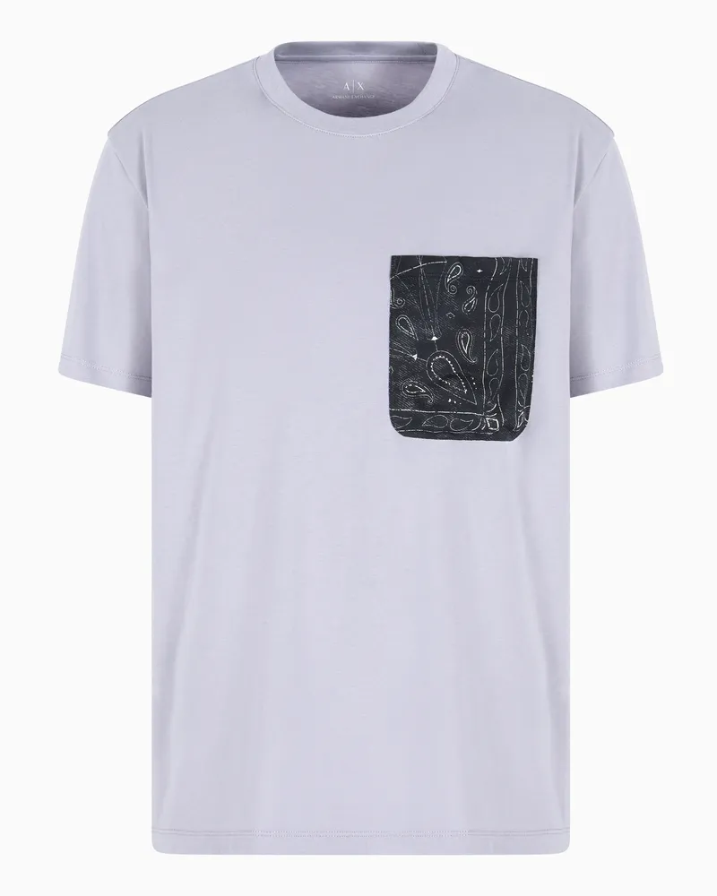 Armani Exchange T-Shirt mit normaler Passform und gemusterter Tasche Violett