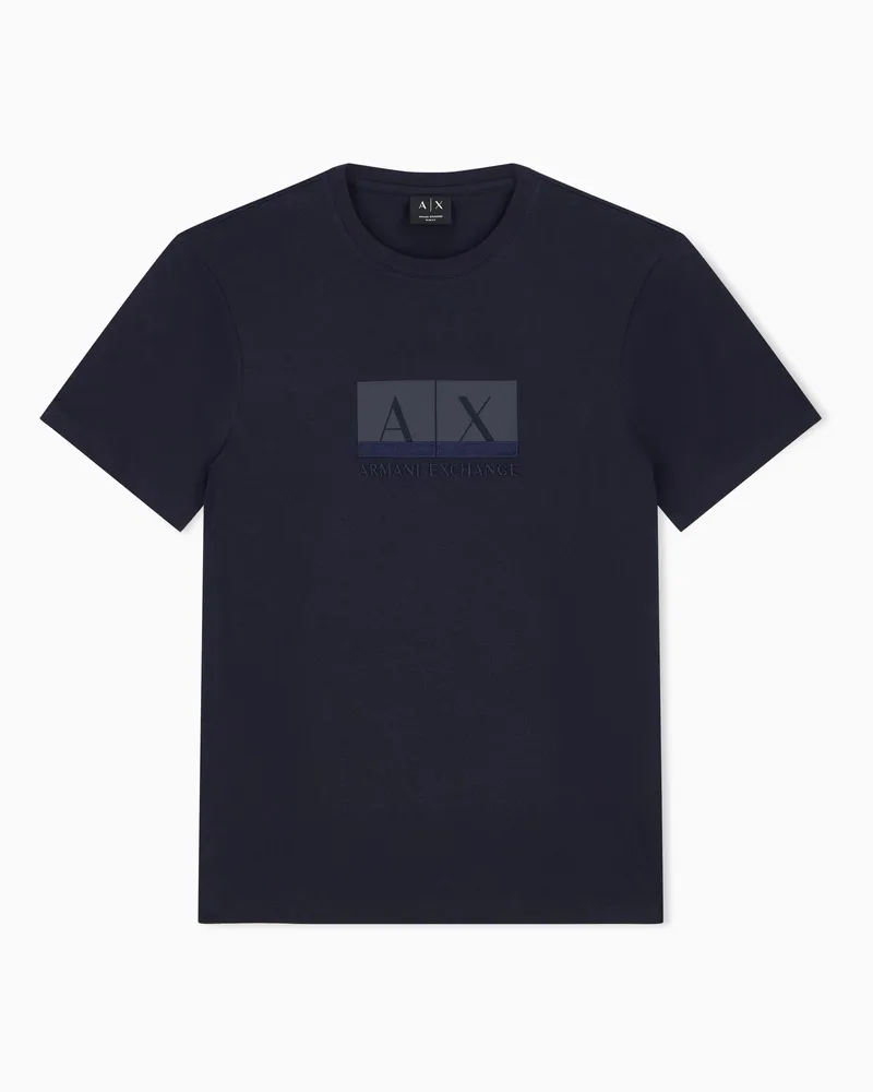 Armani Exchange T-Shirt Slim Fit aus Baumwolljersey Marineblau