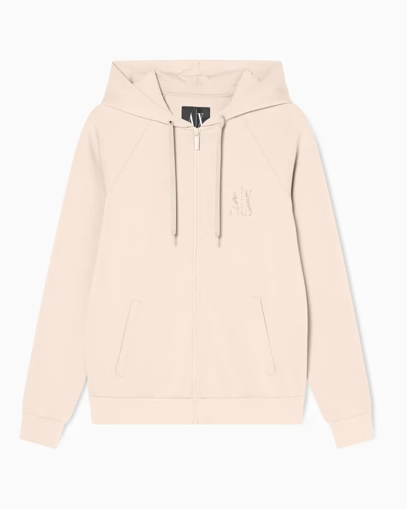 Armani Exchange Zip-up fleece in mixed fabric Beige