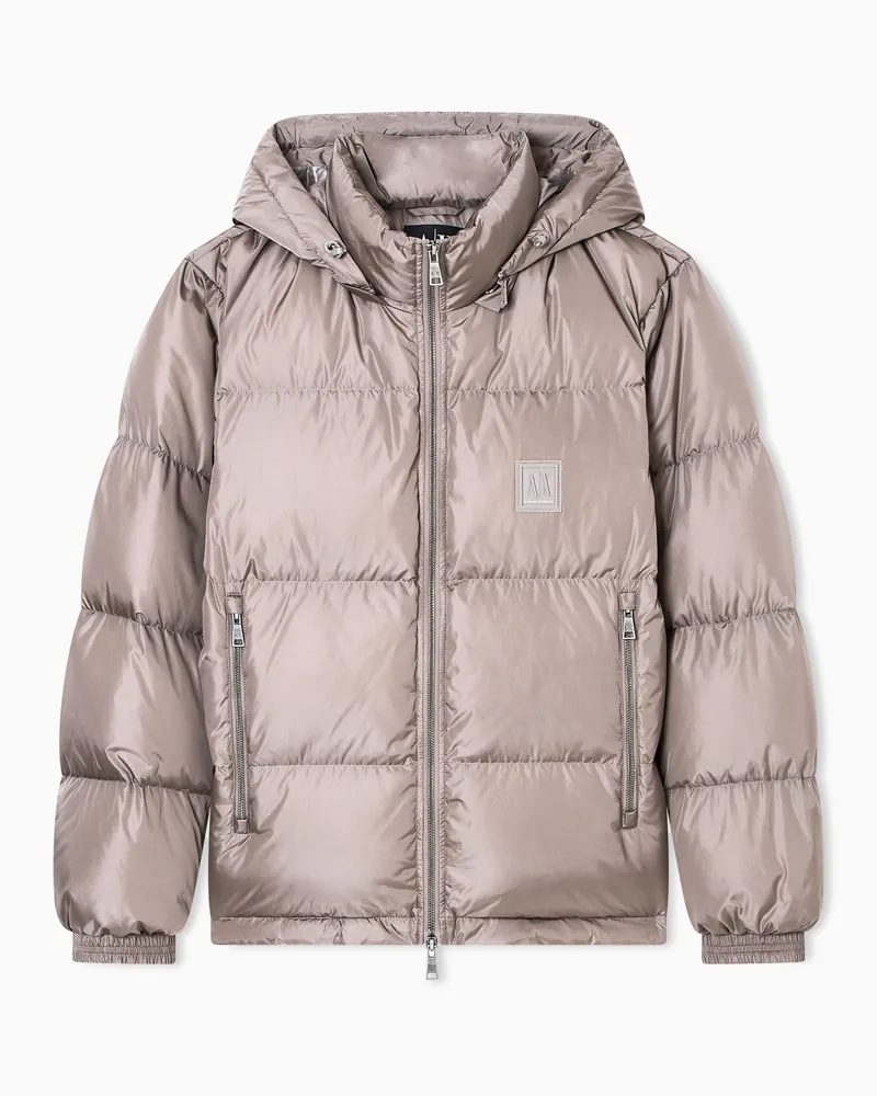 Armani Exchange Wattierte Daunenjacke mit Kapuze Grau