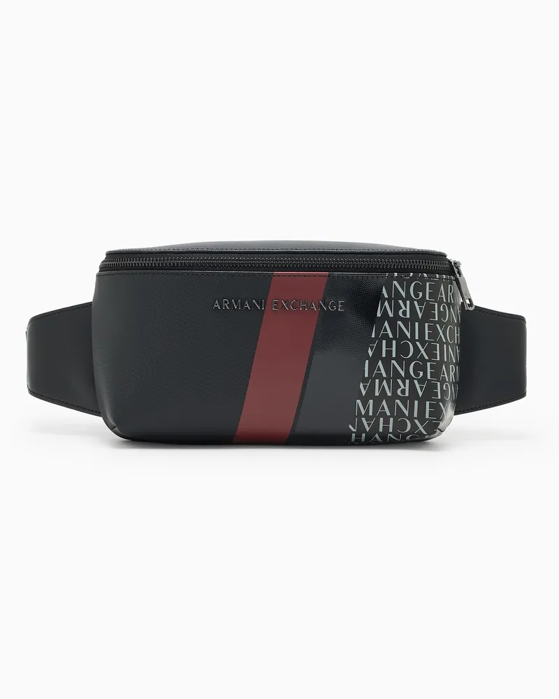 Armani Exchange Gürteltasche mit Monogramm und Streifen Schwarz