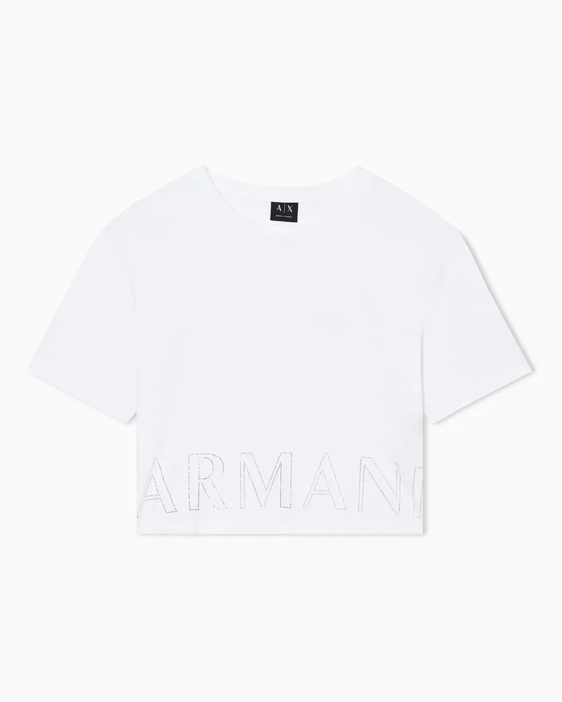 Armani Exchange Cropped Cotton T-shirt Weiß