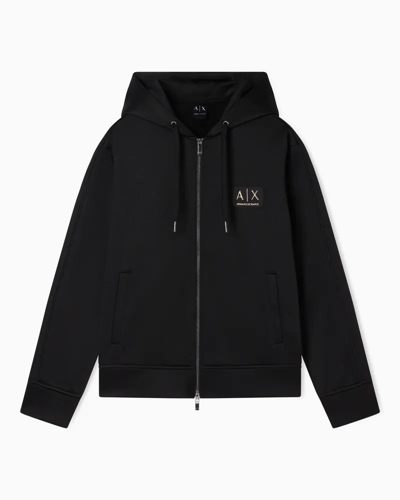 Armani Exchange Zip-up sweatshirt in technical fabric Schwarz