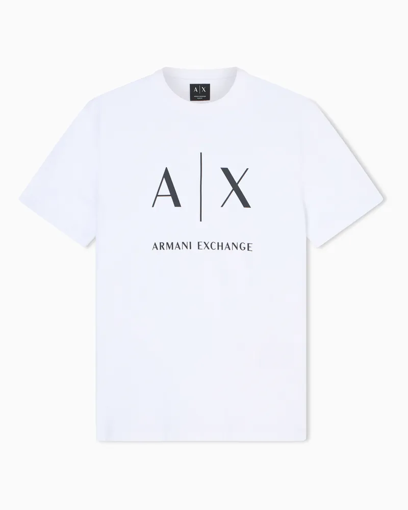 Armani Exchange Slim Fit T-Shirt aus Baumwolljersey Crossover Weiß