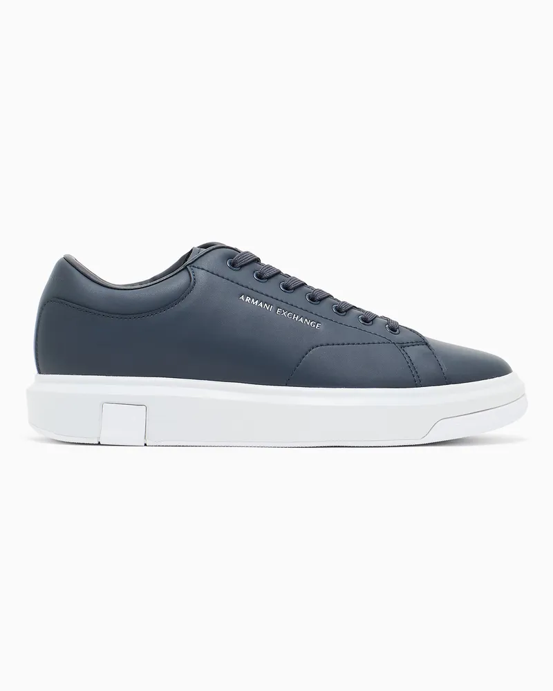 Armani Exchange Leder-Sneakers Marineblau