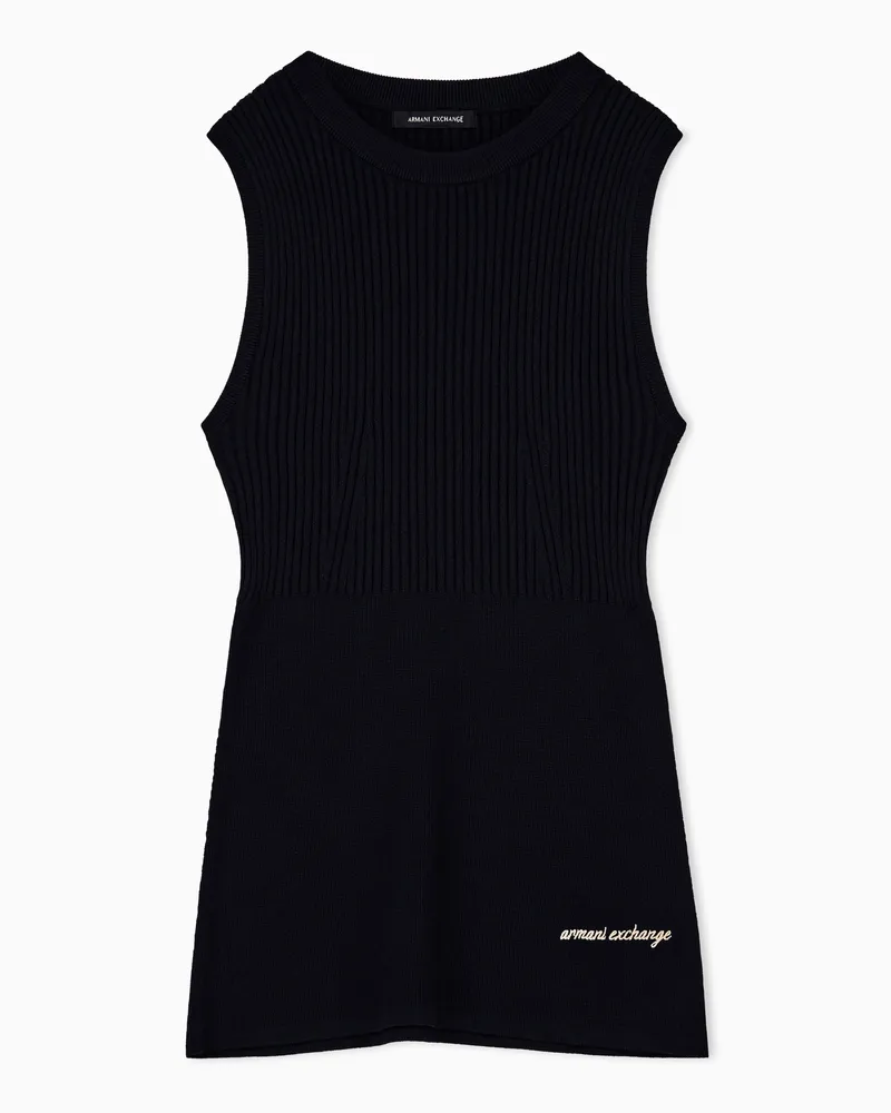Armani Exchange Stricktop schmal geschnitten aus recycelter Viskose Schwarz