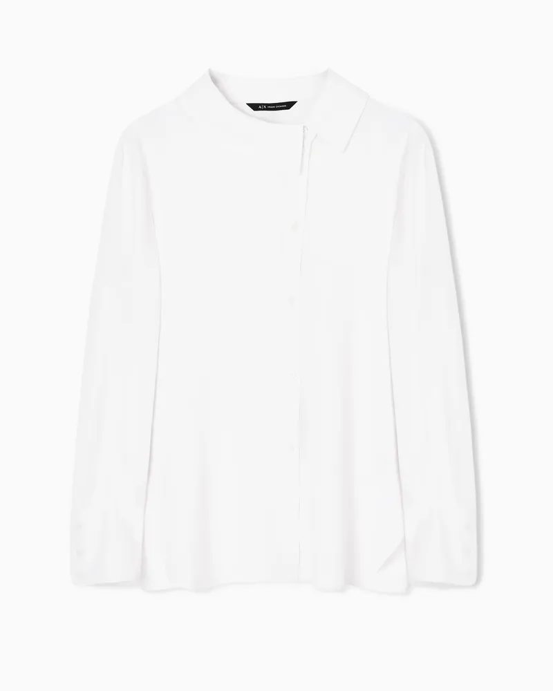 Armani Exchange Krepphemd mit asymmetrischem Kragen Weiß