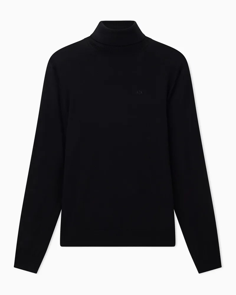 Armani Exchange Rollkragenpullover aus Schurwolle Schwarz