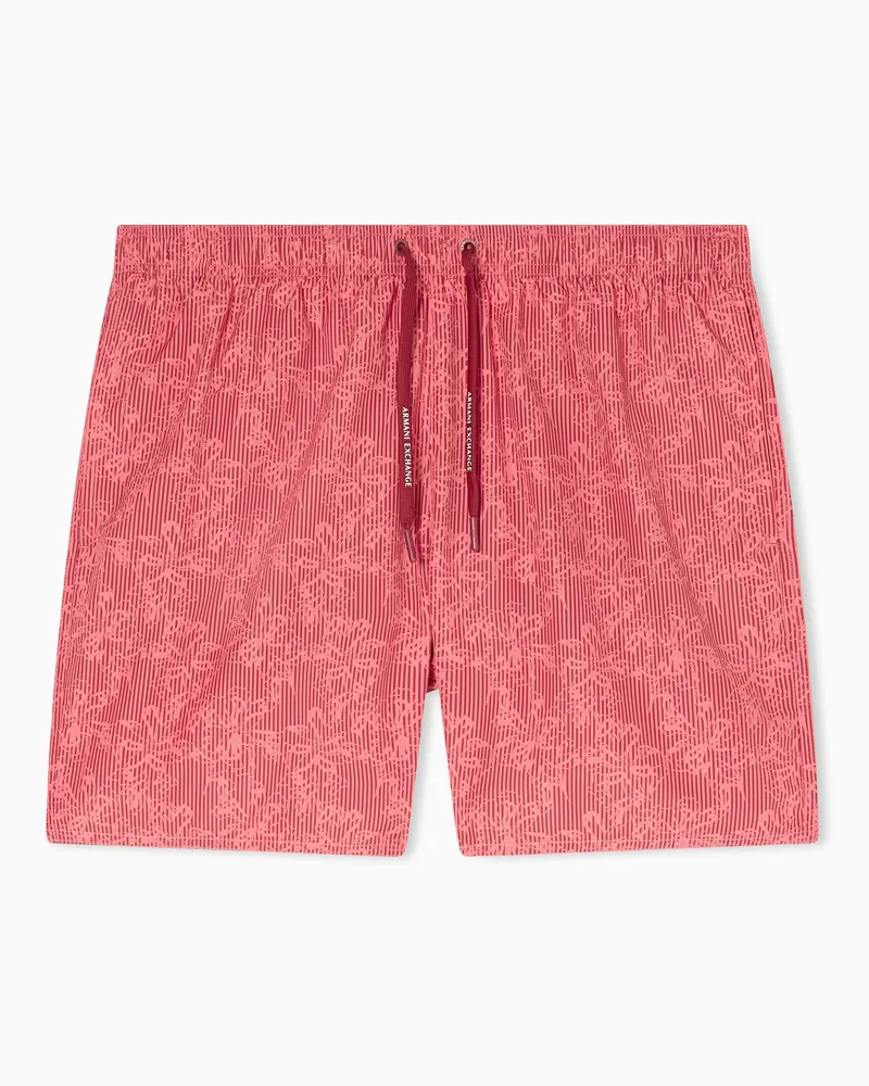 Armani Exchange Polyester All-Over Print Swim Shorts Rot