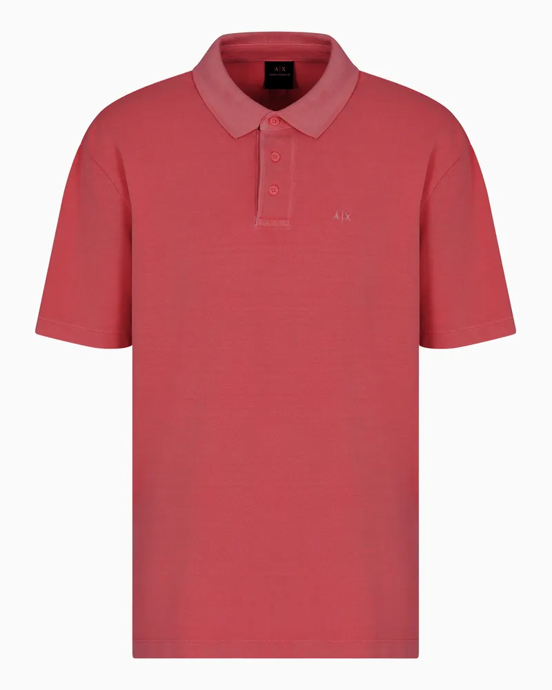 Armani Exchange Poloshirt aus Baumwollpiqué mit Used-Effekt Rot