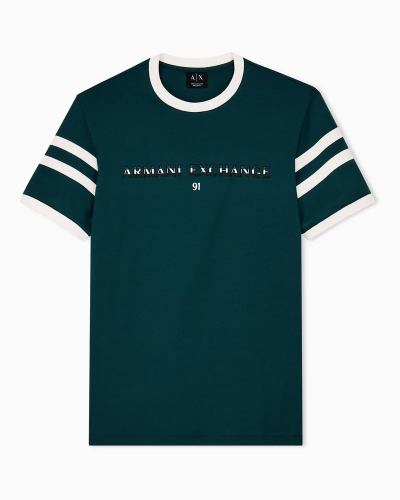 Armani Exchange T-Shirt im Regular Fit aus Baumwolljersey mit Schriftzug Grün