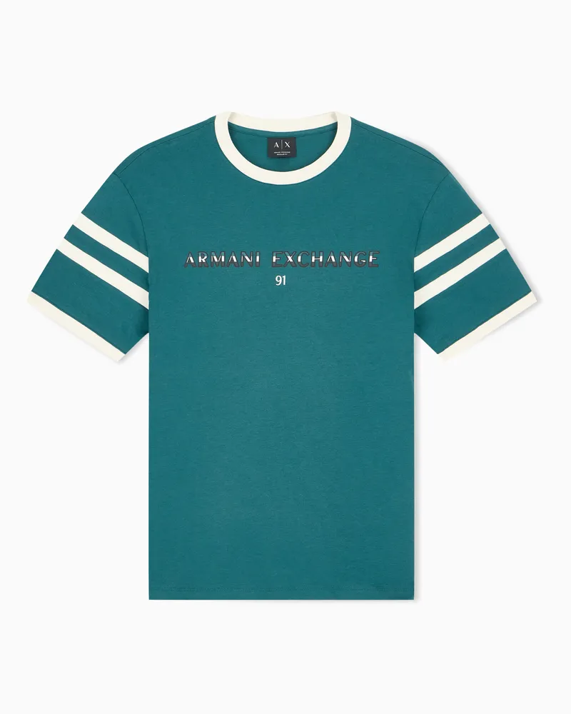 Armani Exchange T-Shirt im Regular Fit aus Baumwolljersey mit Schriftzug Grün