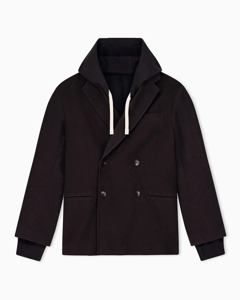 Armani Exchange Zweireihiger Blazer Crossover aus Moleskin mit Kapuze Braun