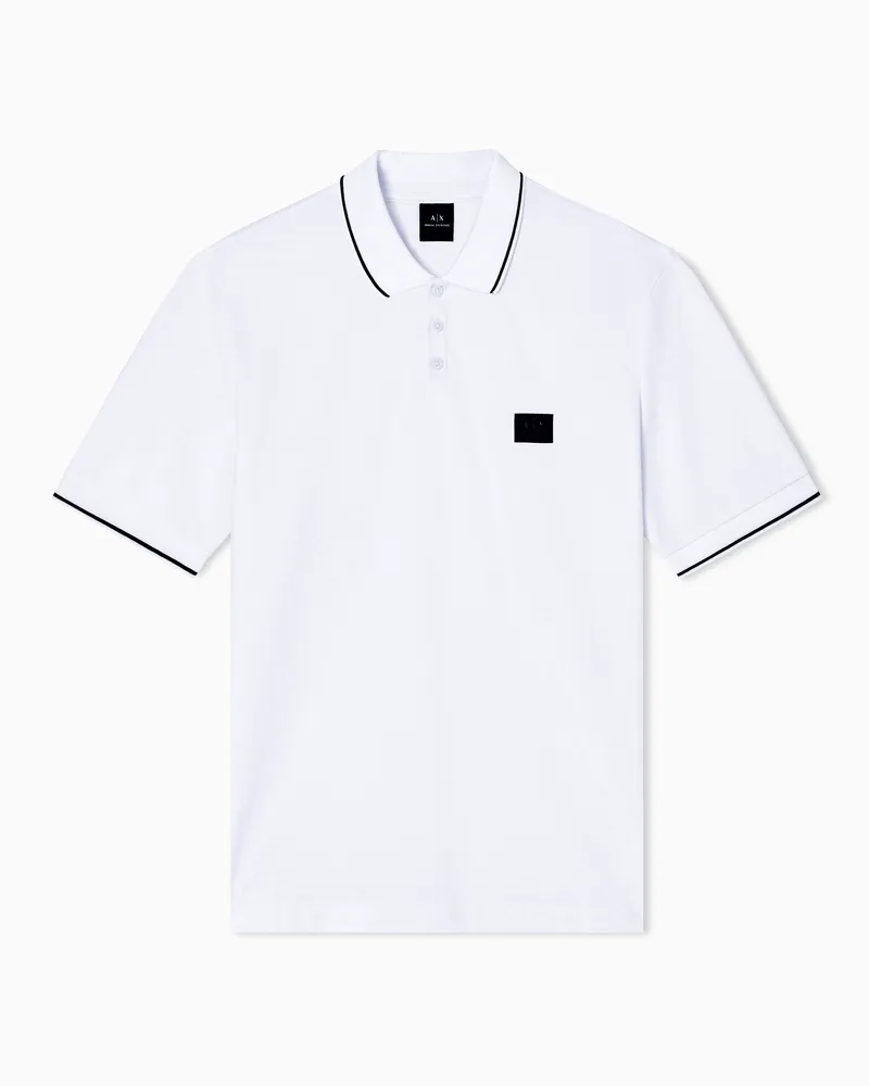 Armani Exchange Poloshirt mit normaler Passform und kontrastierenden Profilen Weiß