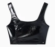 Einseitig schulterfreies, glänzendes Vinyl-Top