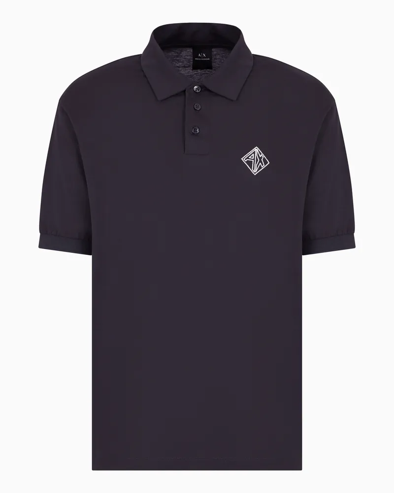 Armani Exchange Baumwollpolo mit normaler Passform und Logo Marineblau