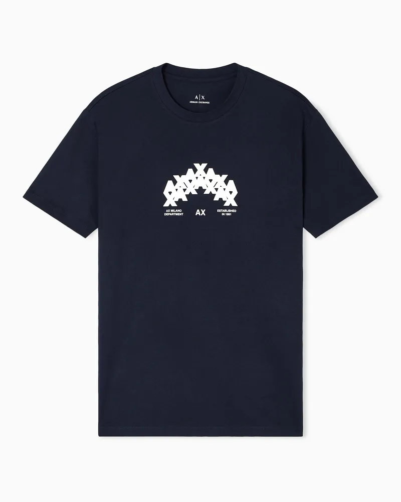 Armani Exchange T-Shirt mit Grafikdruck in normaler Passform Marineblau
