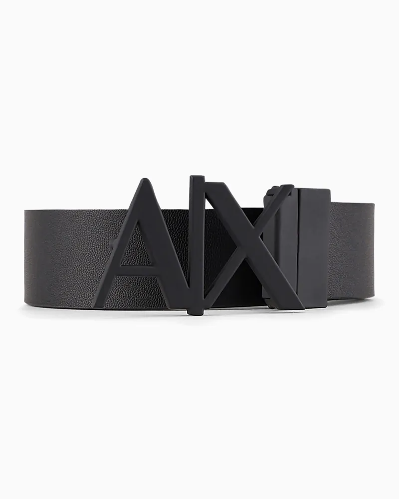 Armani Exchange Glattledergürtel mit Logoschnalle Schwarz