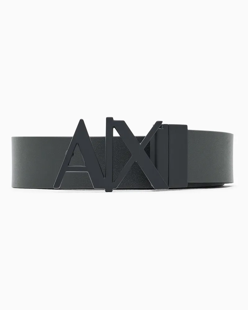 Armani Exchange Gürtel aus glattem Leder mit einer Logoschnalle aus Metall Schwarz