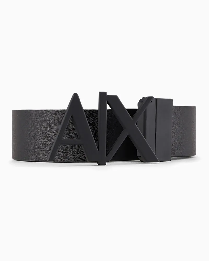 Armani Exchange Gürtel aus glattem Leder mit einer Logoschnalle aus Metall Schwarz