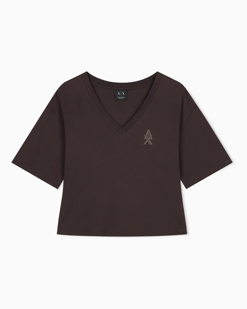 Armani Exchange T-Shirt Regular Fit aus Baumwolljersey Braun