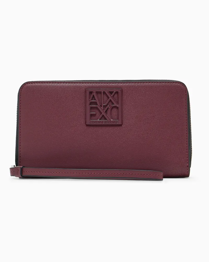 Armani Exchange Horizontale Geldbörse mit Logo Burgunderrot