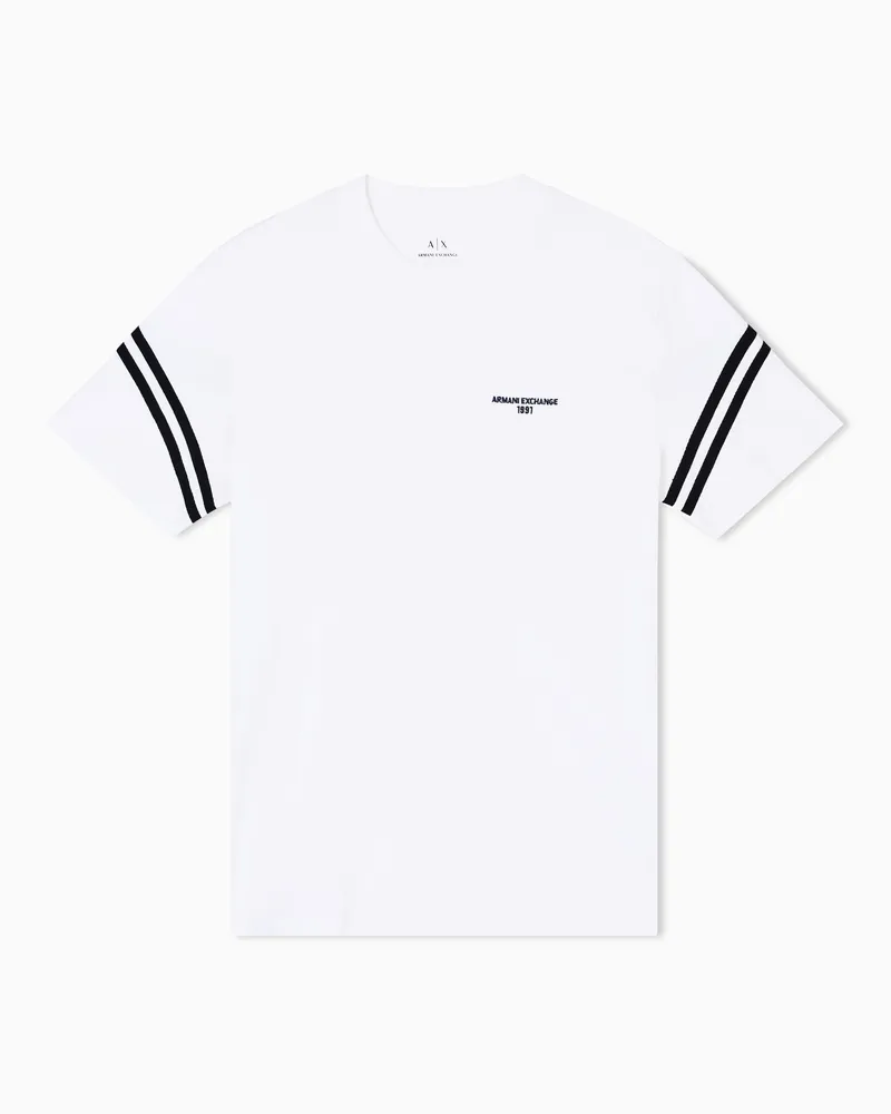 Armani Exchange T-Shirt im Regular Fit mit kontrastierender Paspelierung Weiß